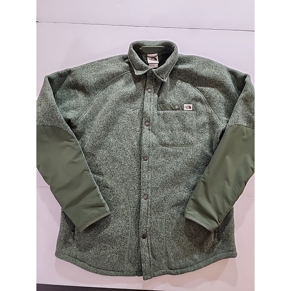 North‎ Face Gordon Lyons Fleece Snap Button Shirt Jacket Mens Med Shacket Green